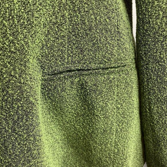 Vintage Clio Pistachio Green Jacket Size 4 Textured Blazer Faux Fur Collar Glam - Picture 6 of 11